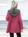 Zip Up Drawstring Hooded Trench Coat - Hovatok