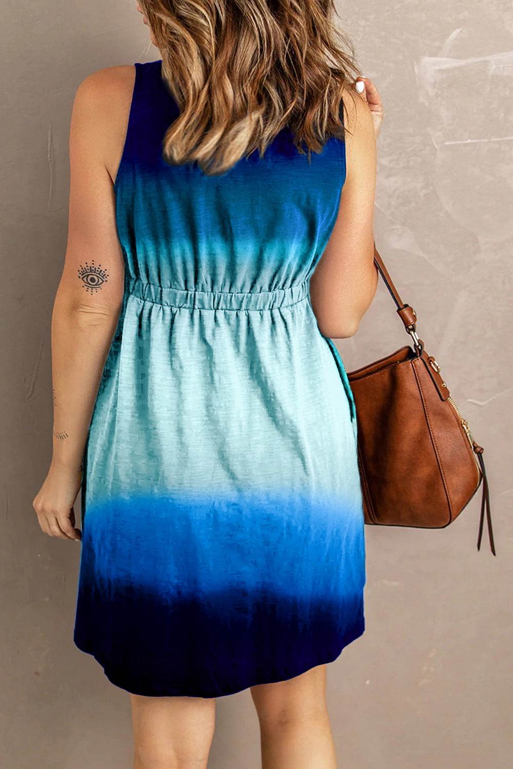 Double Take Scoop Neck Buttoned Sleeveless Magic Dress with Pockets - Hovatok