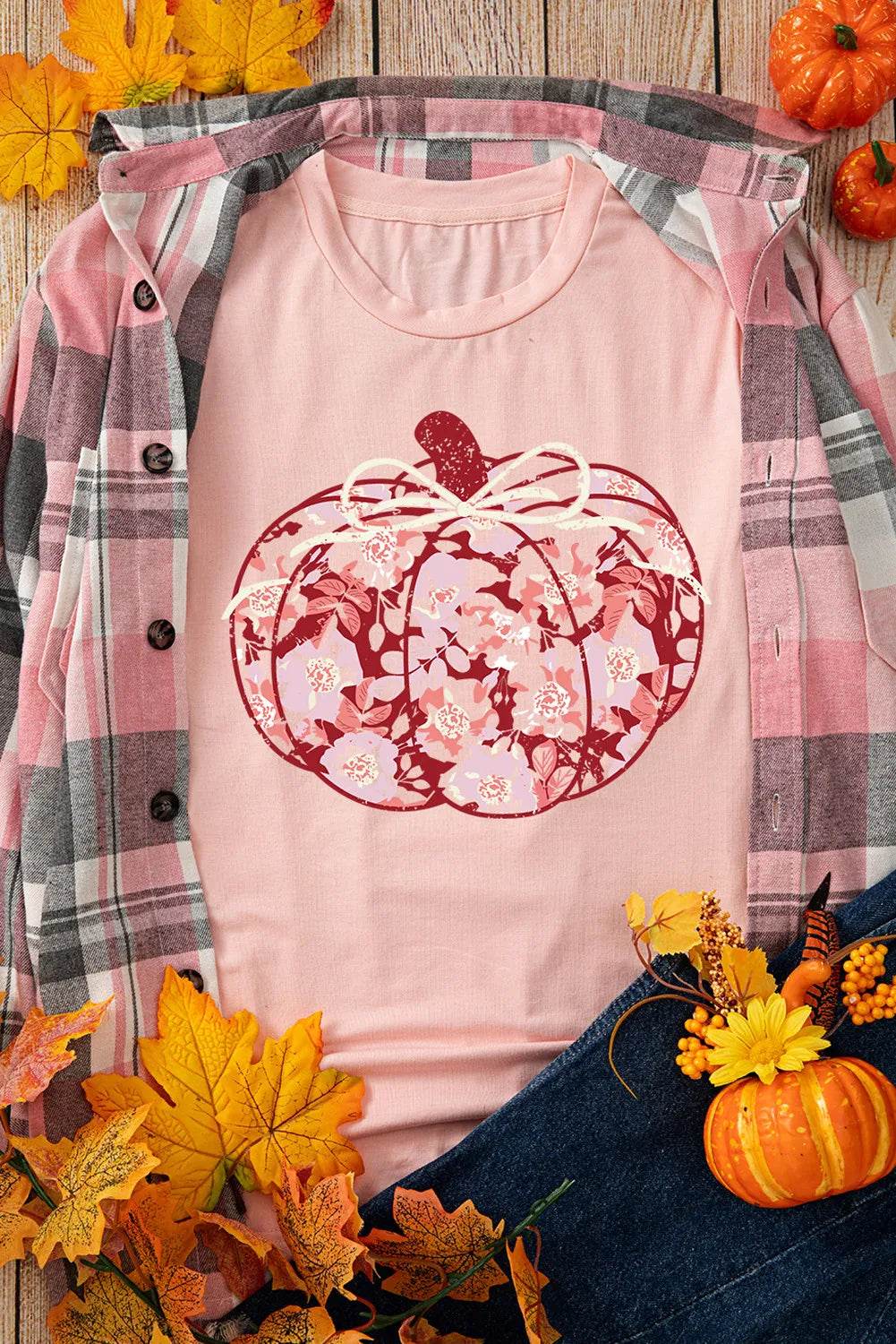 Pumpkin Graphic Round Neck Long Sleeve T-Shirt - Hovatok