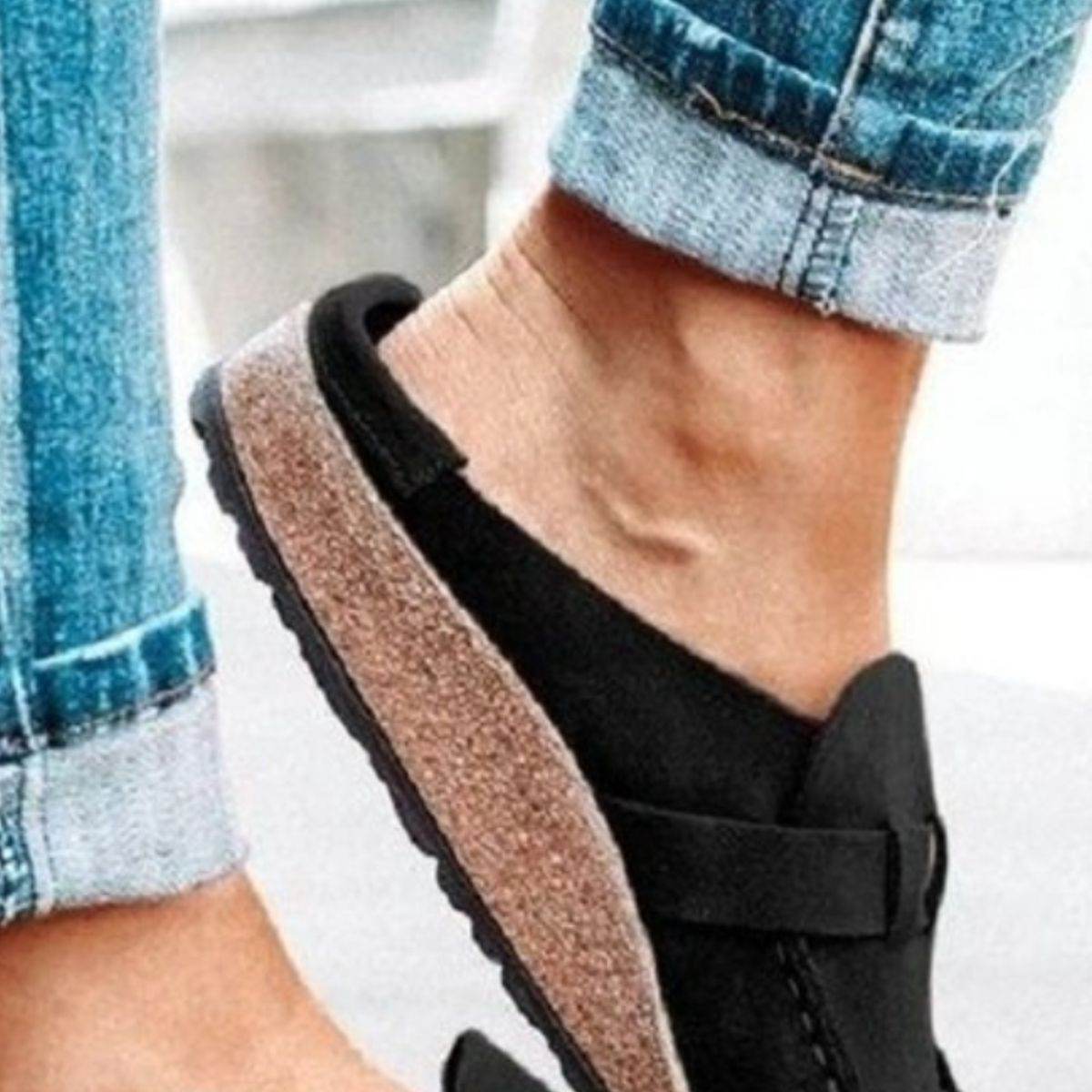 Round Toe Low Heel Buckle Loafers - Hovatok