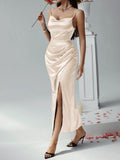 Devine Slit Ruched Maxi Cami Dress - Hovatok