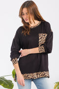 Celeste Full Size Leopard Round Neck Dropped Shoulder T-Shirt - Hovatok