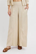 RISEN Shirring Detail Wide Leg Pants - Hovatok