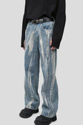 Paint Wide Leg Men's Jeans with Pockets - Hovatok
