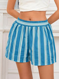 Striped Elastic Waist Shorts - Hovatok