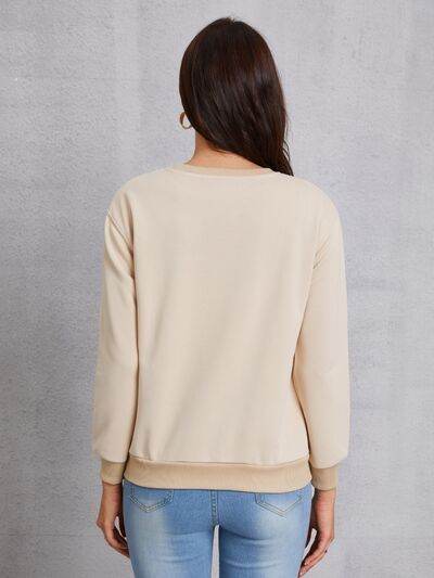 Round Neck Dropped Shoulder Sweatshirt - Hovatok