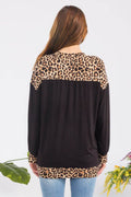 Celeste Full Size Leopard Round Neck Dropped Shoulder T-Shirt - Hovatok