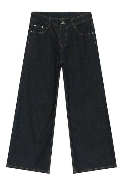 Wide Leg Jeans with Pockets - Hovatok