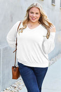 Basic Bae Full Size V-Neck Lantern Sleeve Top - Hovatok