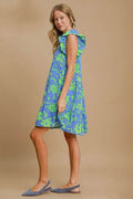 Umgee Full Size Floral Print Ruffle Cap Sleeve Tiered Dress Plus Size - Hovatok