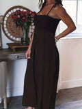 Full Size Smocked Spaghetti Strap Wide Leg Jumpsuit - Hovatok