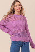 BiBi Openwork Long Sleeve Knit Top - Hovatok