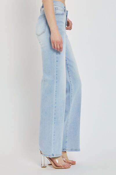 RISEN Full Size Wide Leg V Dipped Front Waist Jeans - Hovatok
