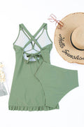 Tie Back Sleeveless Swim Dress and Bottoms Set - Hovatok