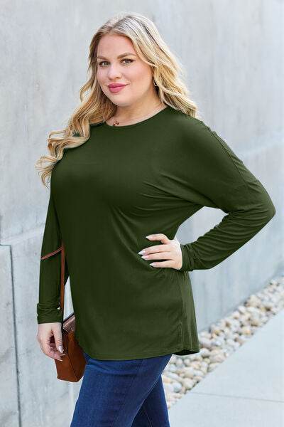 Basic Bae Full Size Round Neck Dropped Shoulder T-Shirt - Hovatok