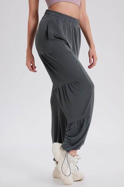 Basic Bae Drawstring Elastic Waist Ruched Joggers - Hovatok