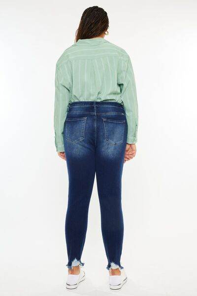 Kancan Full Size High Rise Frayed Ankle Skinny Jeans - Hovatok