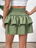 Perfee Layered Smocked Mini Skirt - Hovatok