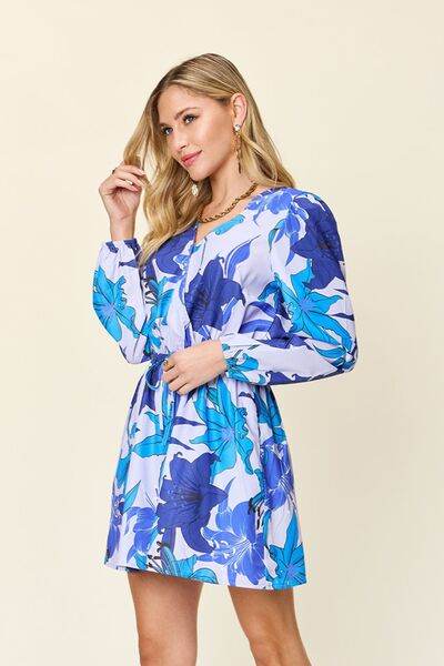 Double Take Full Size Floral Long Sleeve Romper with Pockets - Hovatok