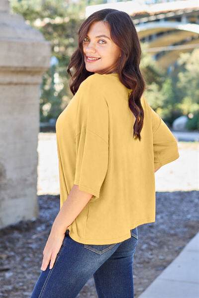 Basic Bae Bamboo Full Size Round Neck Drop Shoulder T-Shirt - Hovatok