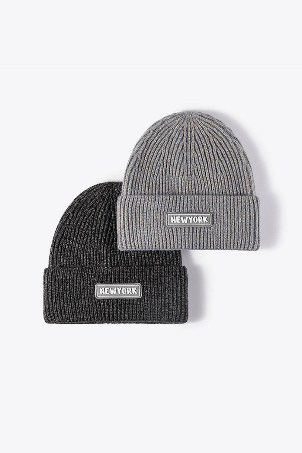 NEWYORK Patch Rib-Knit Cuffed Beanie - Hovatok