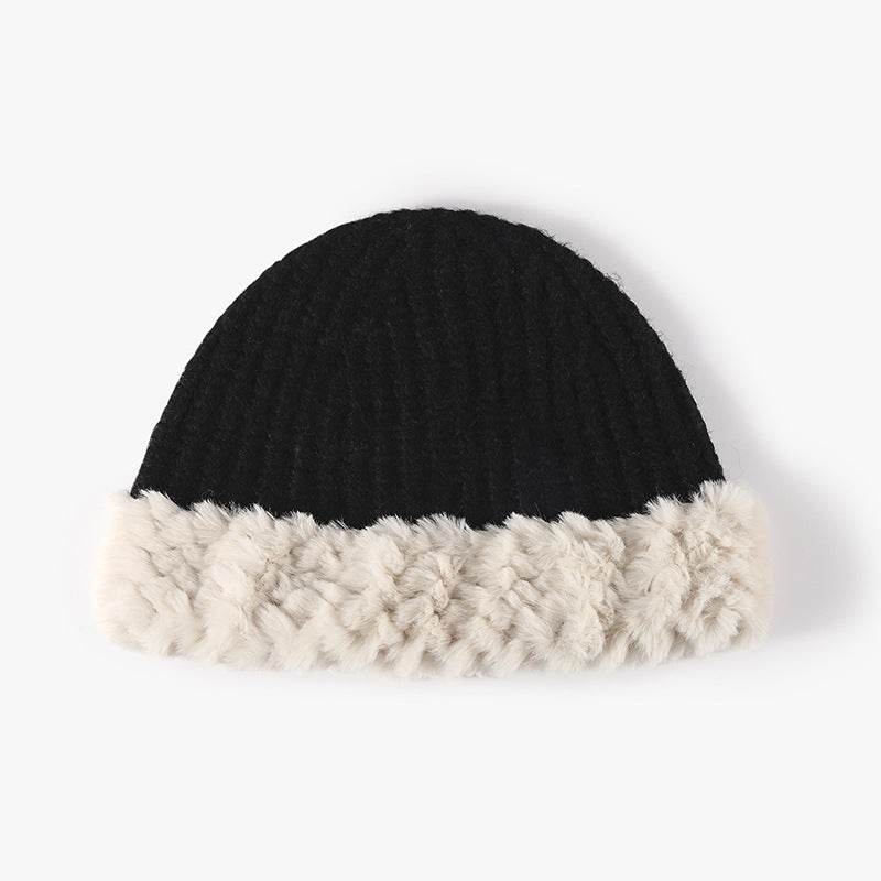 Fuzzy Hem Knit Hat - Hovatok