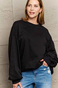 Full Size Round Neck Long Sleeve Sweatshirt - Hovatok