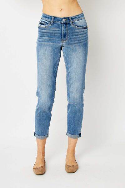Judy Blue Full Size Cuffed Hem Slim Jeans - Hovatok