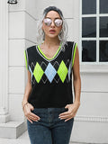 Geometric V-Neck Sweater Vest - Hovatok