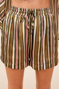 Mittoshop Drawstring Striped Satin Shorts - Hovatok