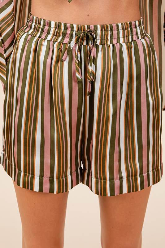Mittoshop Drawstring Striped Satin Shorts - Hovatok