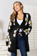 Perfee Floral Button Down Longline Cardigan - Hovatok