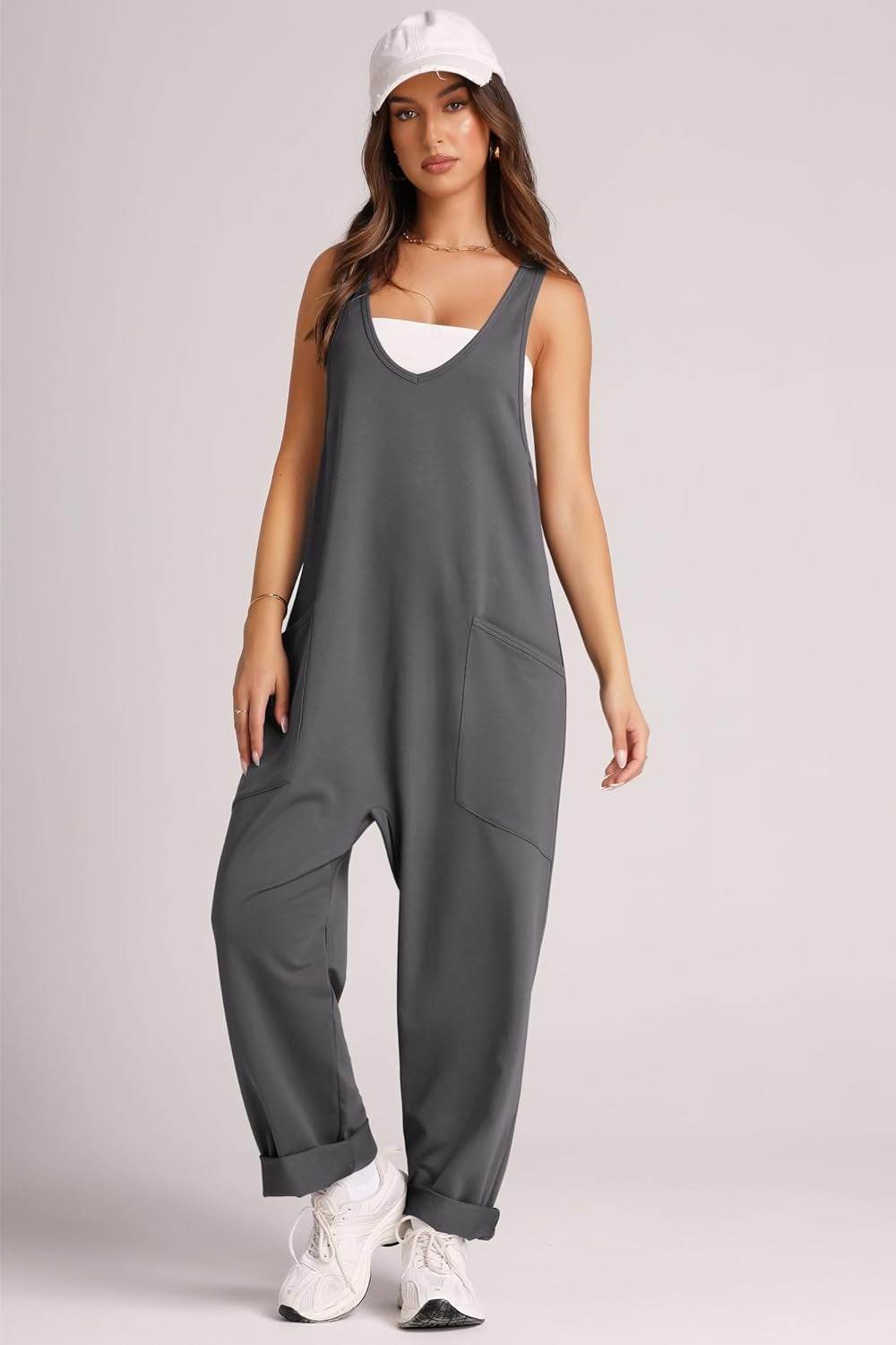 Lovelet Wide Strap Jumpsuit with Pockets - Hovatok
