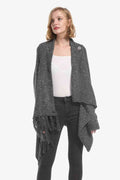 Angel Wings One-Button Tassel Tie Asymmetrical Hem Cardigan - Hovatok