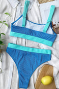 Color Block Scoop Neck Bikini Set - Hovatok