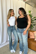 Judy Blue Full Size Medium Rise Tummy Control Destroy Flare - Hovatok