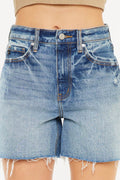 Kancan Full Size Raw Hem High Waist Denim Shorts - Hovatok