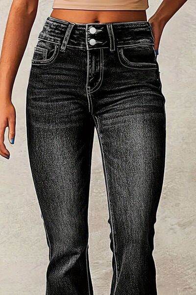 Cat Whisker Washed Bootcut Jeans - Hovatok