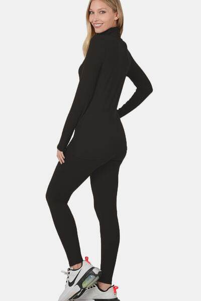 Zenana Full Size Turtleneck Top and Leggings Lounge Set - Hovatok