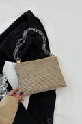 Rhinestone Polyester Chain Crossbody Bag - Hovatok