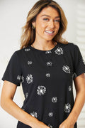 Double Take Dandelion Print Round Neck T-Shirt - Hovatok