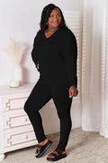 Basic Bae Bamboo Full Size V-Neck Long Sleeve Top and Pants Lounge Set - Hovatok