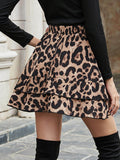 Ruffled Leopard Elastic Waist Skirt - Hovatok