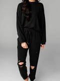 Distressed Sweatshirt and Joggers Set - Hovatok