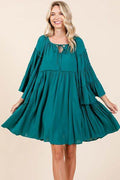 Mittoshop Frill Tie Neck Bell Sleeve Dress - Hovatok