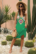 Geometric V-Neck Spaghetti Strap Cover Up Dress - Hovatok