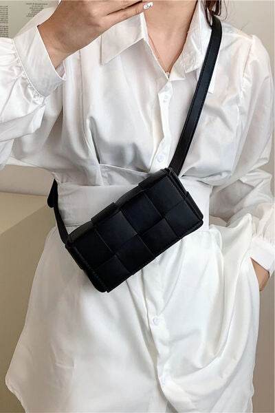 Zenana Vegan Leather Woven Crossbody Bag - Hovatok