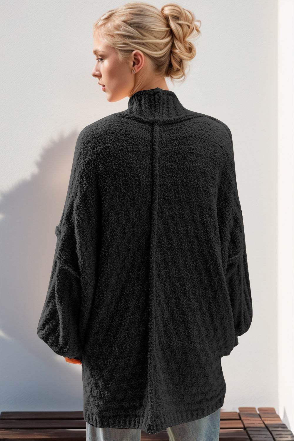 Double Take Full Size Open Front Long Sleeve Cardigan - Hovatok