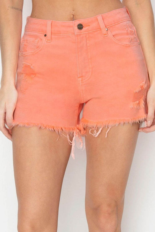 RISEN Full Size High Waist Ripped Denim Shorts - Hovatok
