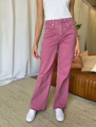 RFM Full Size High Rise Garment Dye Wide Leg Jeans - Hovatok